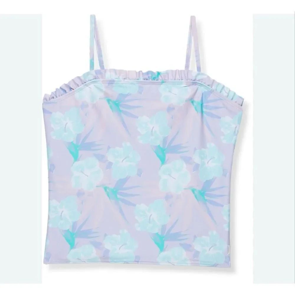 Hurley girls' tankini swimsuit top floral print UPF 50+ sun protection sz XL NWT